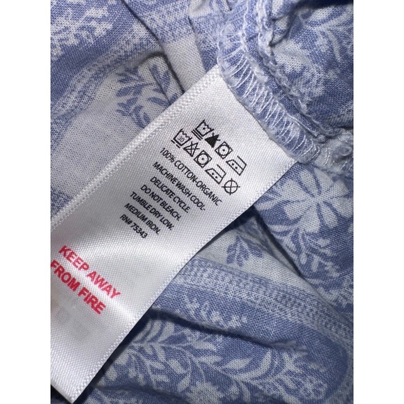 Joie Blue White Tile Floral Organic Cotton Pajama Set Shorts Shirt Large - Picture 5 of 6
